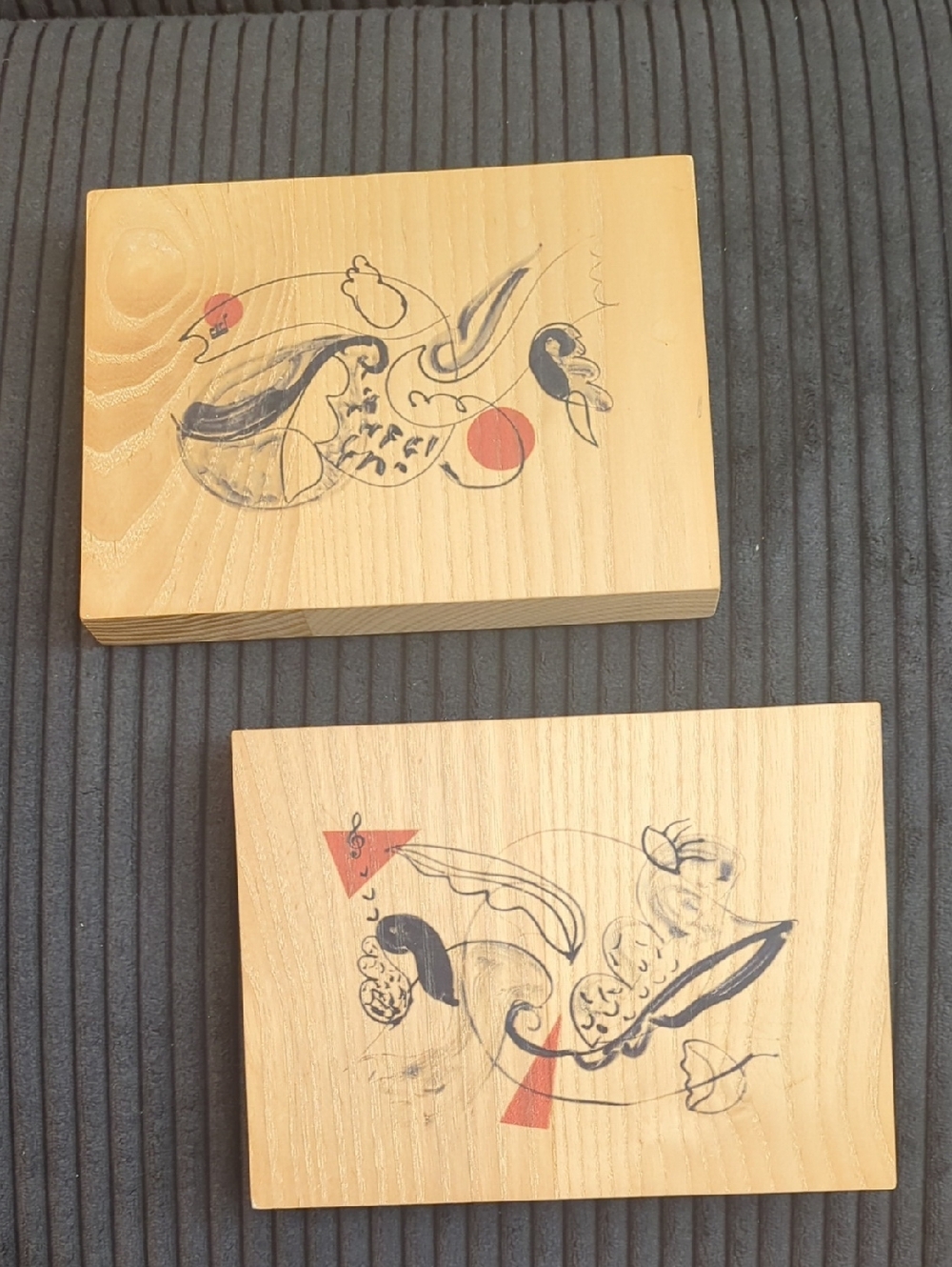 Print On Ash Wood Abstract Design - 2 Pieces 6'x8"X1"